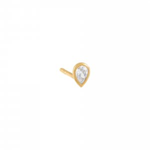 Diamond Bezel Teardrop Stud Earring 14K