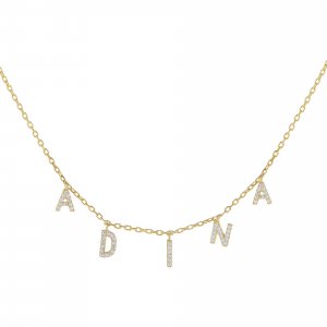 Mini Pave Block Name Necklace