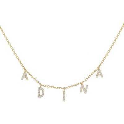 Mini Pave Block Name Necklace