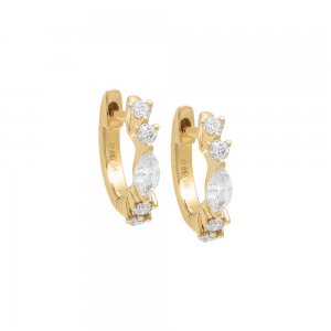 Diamond Petite Multi Shape Huggie Earring 14K