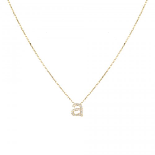 Diamond Lowercase Initial Necklace 14K