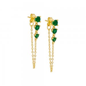 Colored Graduated CZ Chain Stud Earring