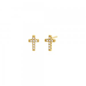 Mini Pave Cross Stud Earring