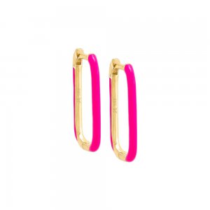 Colored Enamel Oval Hoop Earring