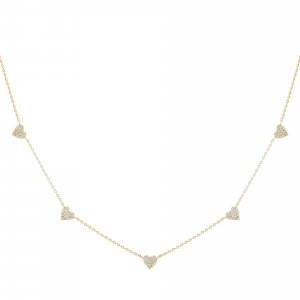 Diamond Hearts Necklace 14K