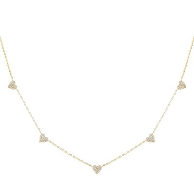 Diamond Hearts Necklace 14K