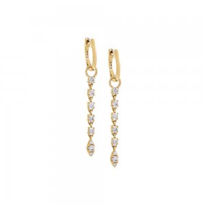 Diamond Thin Drop Huggie Earring 14K