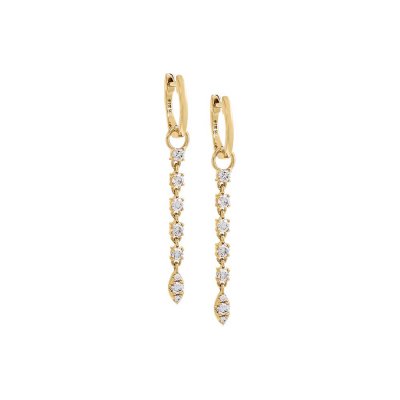 Diamond Thin Drop Huggie Earring 14K