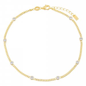 CZ Bezel Cuban Chain Anklet