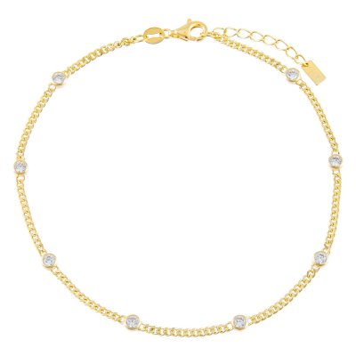 CZ Bezel Cuban Chain Anklet