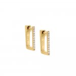 Thin Diamond Pave Square Huggie Earring 14K