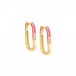 Colored Enamel x Pave Oval Shape Huggie Earring