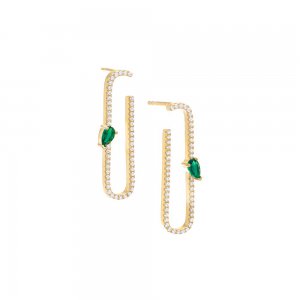 Pave X Colored Open Loop Stud Earring