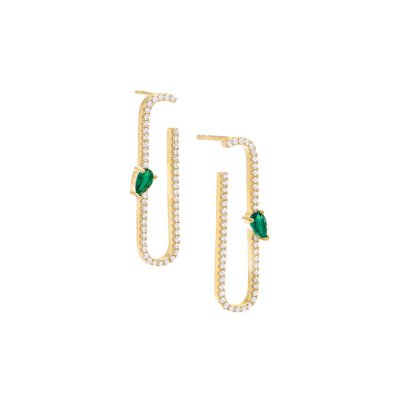 Pave X Colored Open Loop Stud Earring