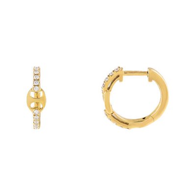 Diamond Mariner Link Hoop Earring 14K