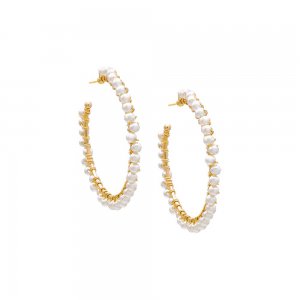 Multi Pearl Large Hoop Earring