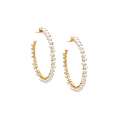 Multi Pearl Large Hoop Earring