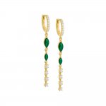 Colored Marquise X Solitaire Drop Huggie Earring