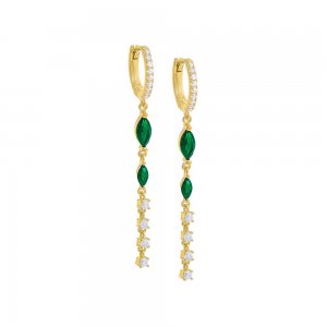 Colored Marquise X Solitaire Drop Huggie Earring