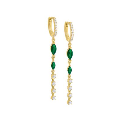 Colored Marquise X Solitaire Drop Huggie Earring