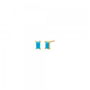 Tiny Colored Baguette Stud Earring