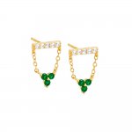 Pave Bar X Cluster Chain Stud Earring