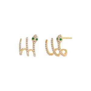 Diamond Pave Snake Cage Stud Earring 14K