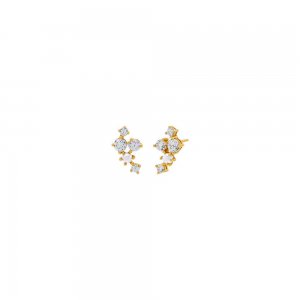 Cluster CZ X Pearl Stud Earring