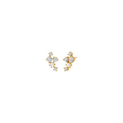 Cluster CZ X Pearl Stud Earring