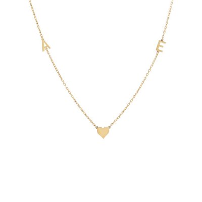 Solid Heart \u0026 Double Initial Necklace