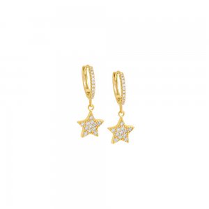 Pave Dangling Star Huggie Earring