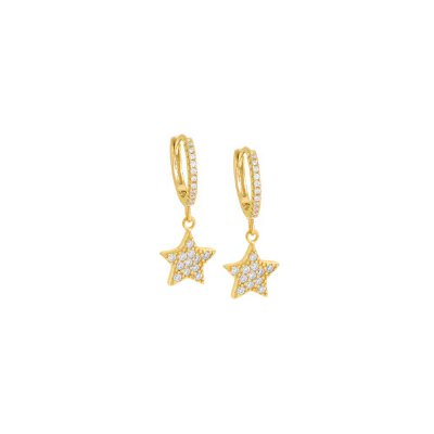 Pave Dangling Star Huggie Earring