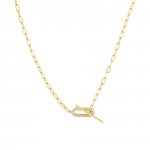 Delicate Pave Oval Toggle Necklace