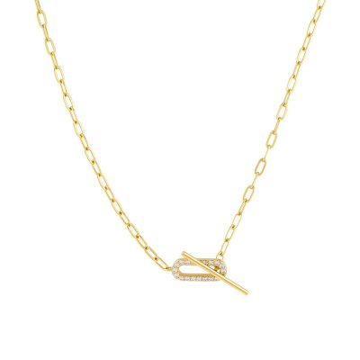 Delicate Pave Oval Toggle Necklace