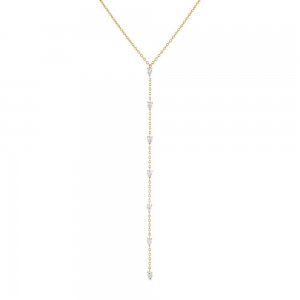 Teardrop Diamond Drop Lariat Necklace 14K