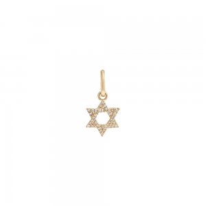 Mini Diamond Pave Star of David Charm 14K