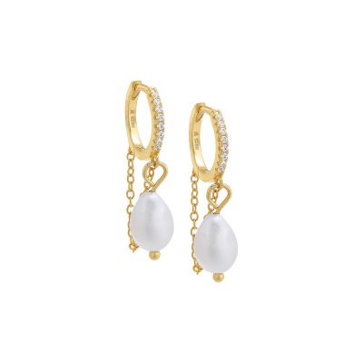 Dangling Pearl Chain Huggie Earring