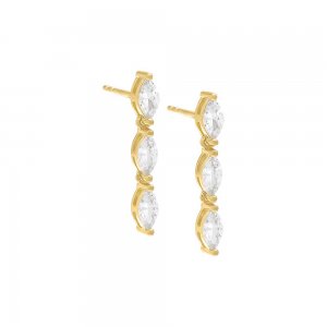 Triple Marquise Bar Stud Earring