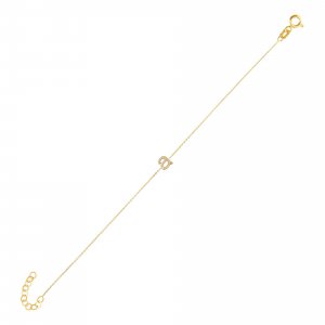 Diamond Lowercase Initial Bracelet 14K