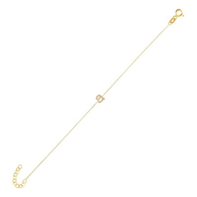 Diamond Lowercase Initial Bracelet 14K