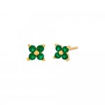 Colored Four Stone Flower Stud Earring