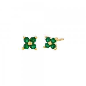 Colored Four Stone Flower Stud Earring