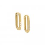 Triple Diamond Oval Huggie Earring 14K