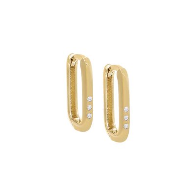 Triple Diamond Oval Huggie Earring 14K