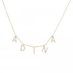 Diamond Block Name Necklace 14K