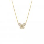 Large Pave X Baguette Butterfly Necklace