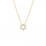 CZ Solitaire X Baguette Star of David Necklace