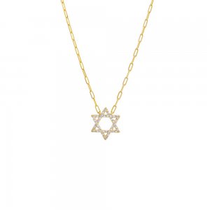 CZ Solitaire X Baguette Star of David Necklace