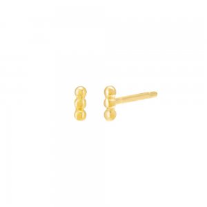 Triple Beaded Bar Stud Earring