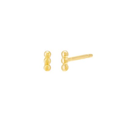 Triple Beaded Bar Stud Earring